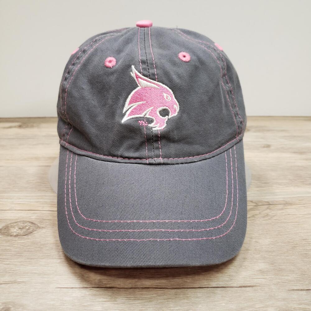 Texas State Bobcats Hat Cap Strap Back Womens One Size Gray Pink NCAA Football